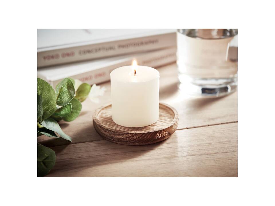 Candle on round wooden base 11