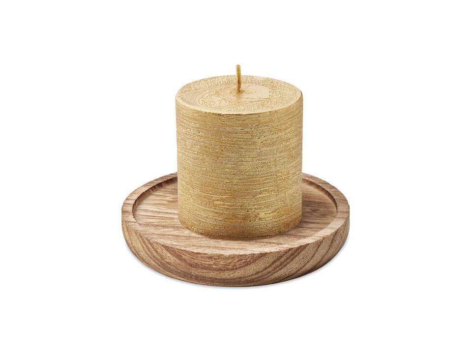 Candle on round wooden base 6