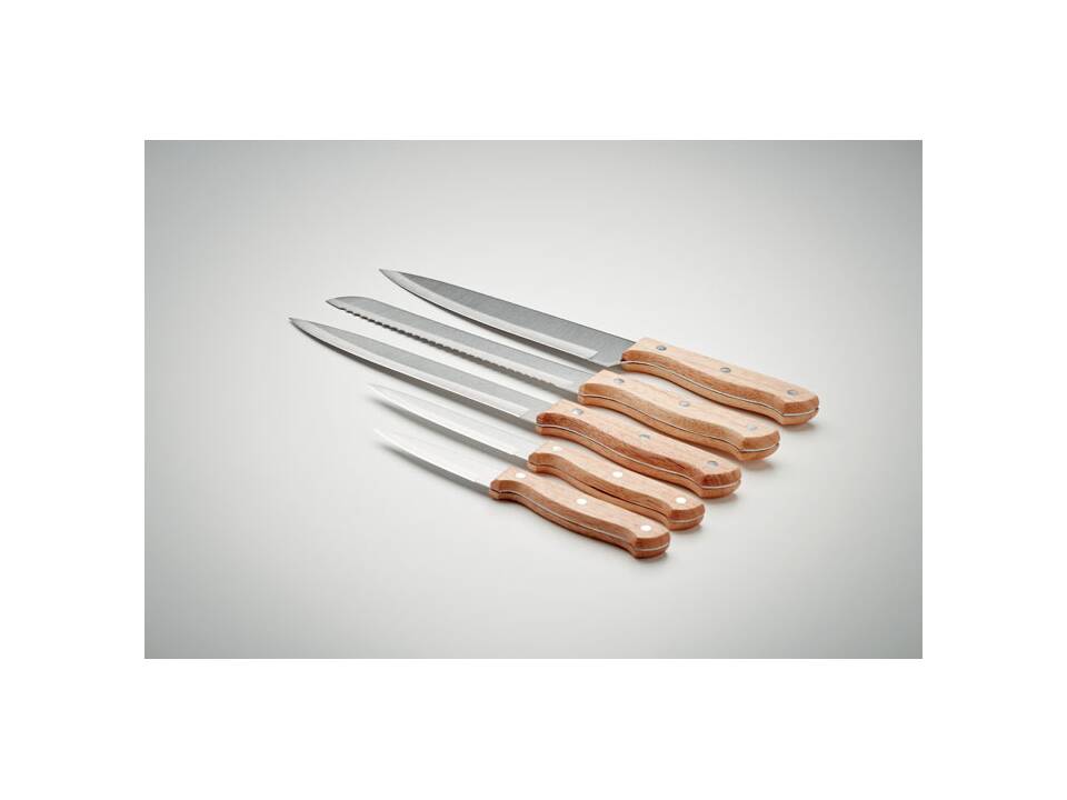 5 piece knife set in base 6