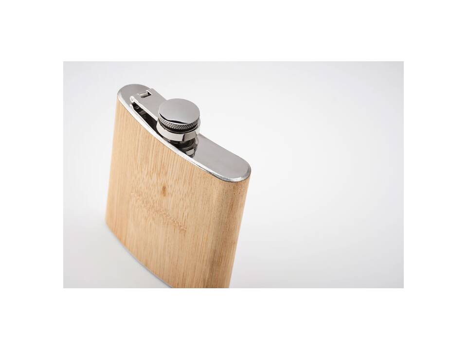 Bamboo slim hip flask 175ml 1