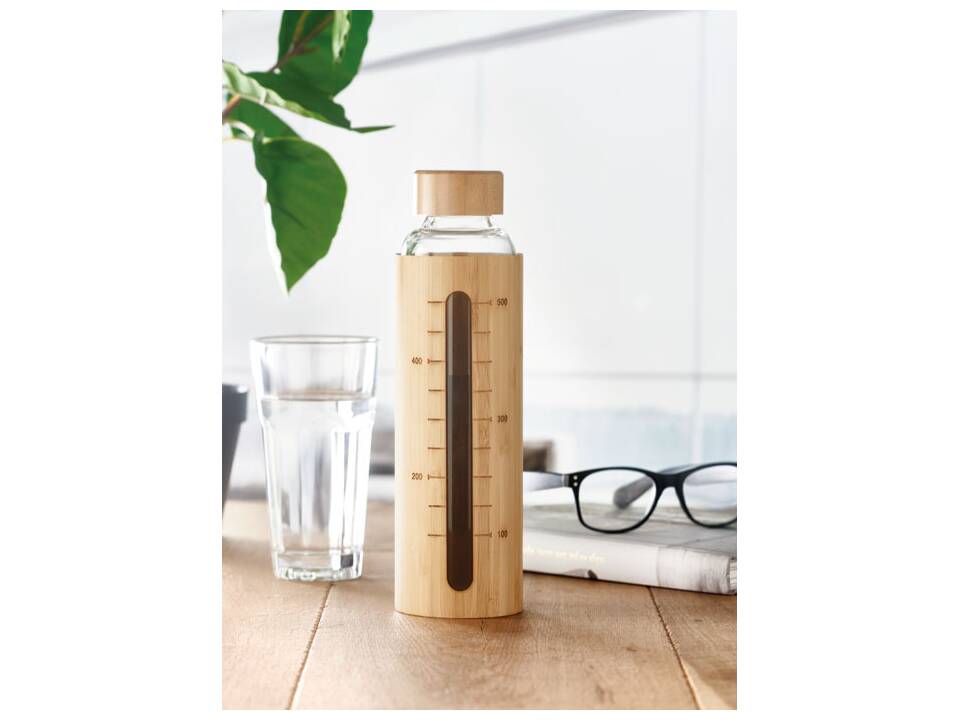 Glass bottle bamboo lid 600ml 1