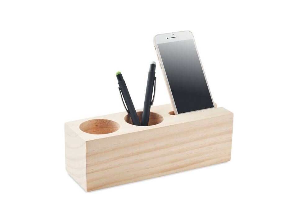 Wooden desk stand with clover seeds 1