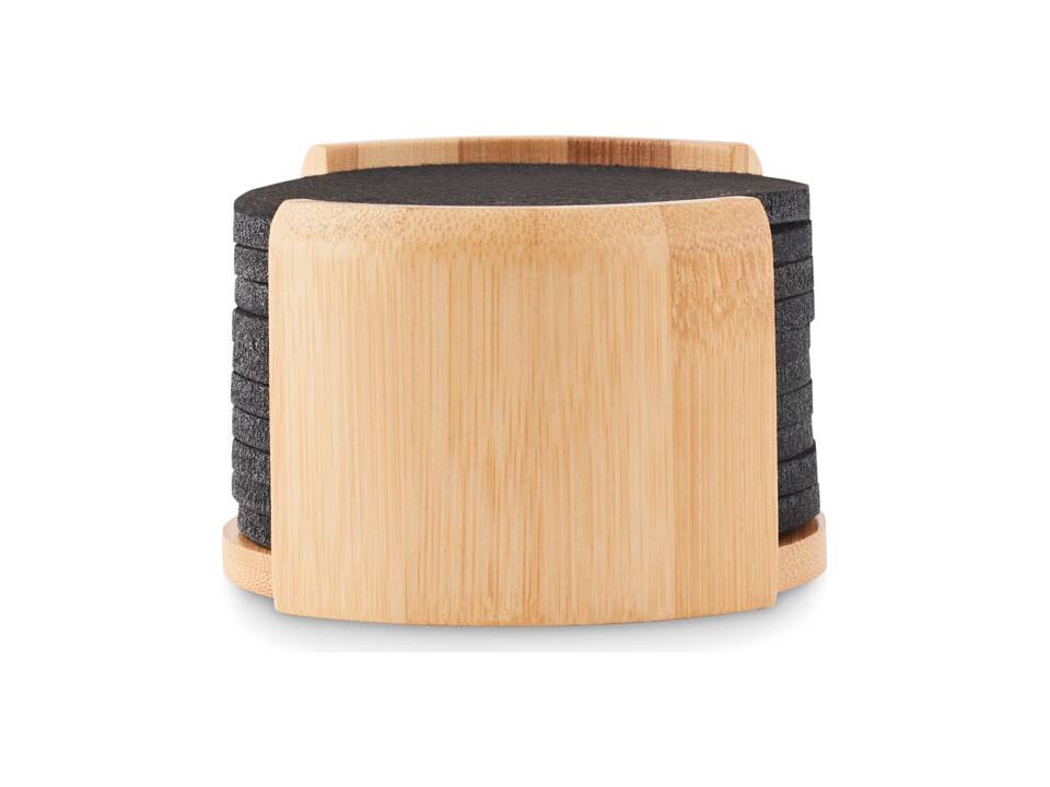 RPET coasters in bamboo holder 4