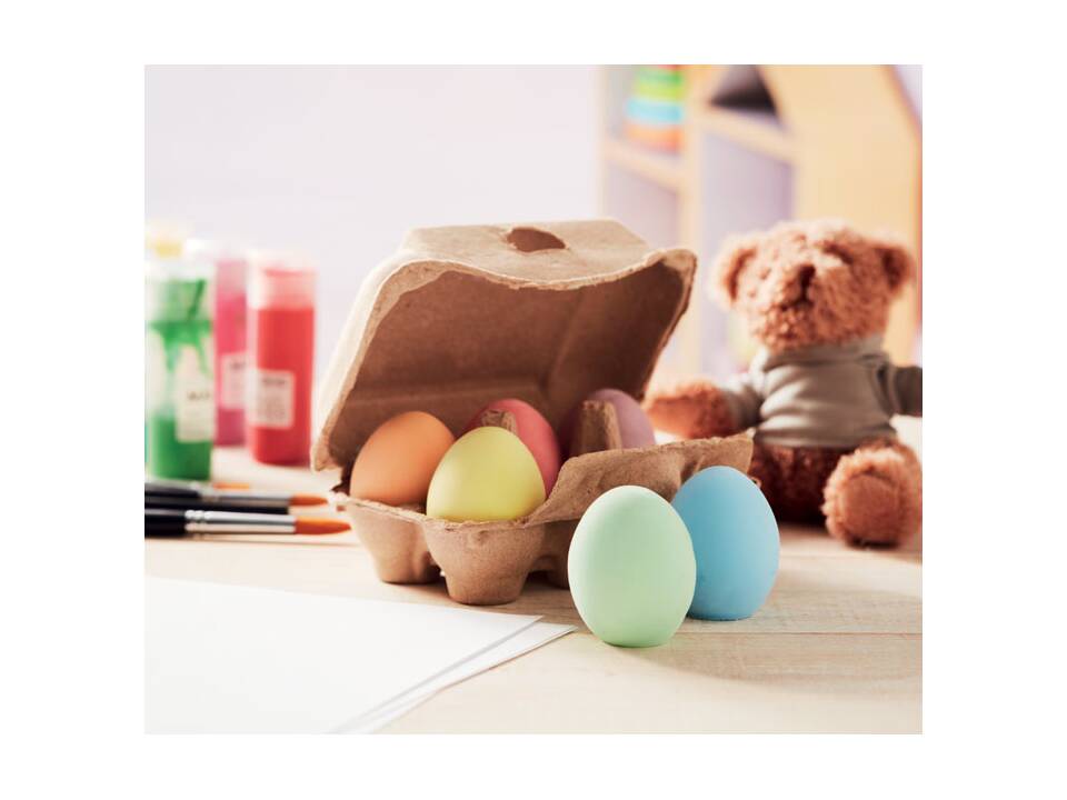 6 chalk eggs in a egg box 5