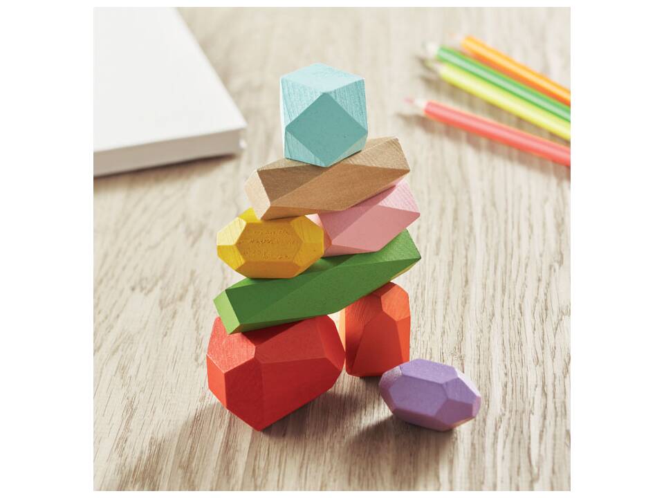 8 stacking wood rocks in pouch 3