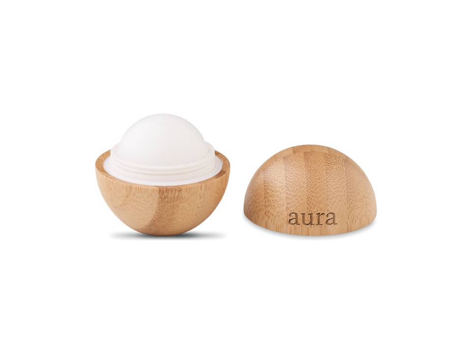 Lip balm in round bamboo case 1