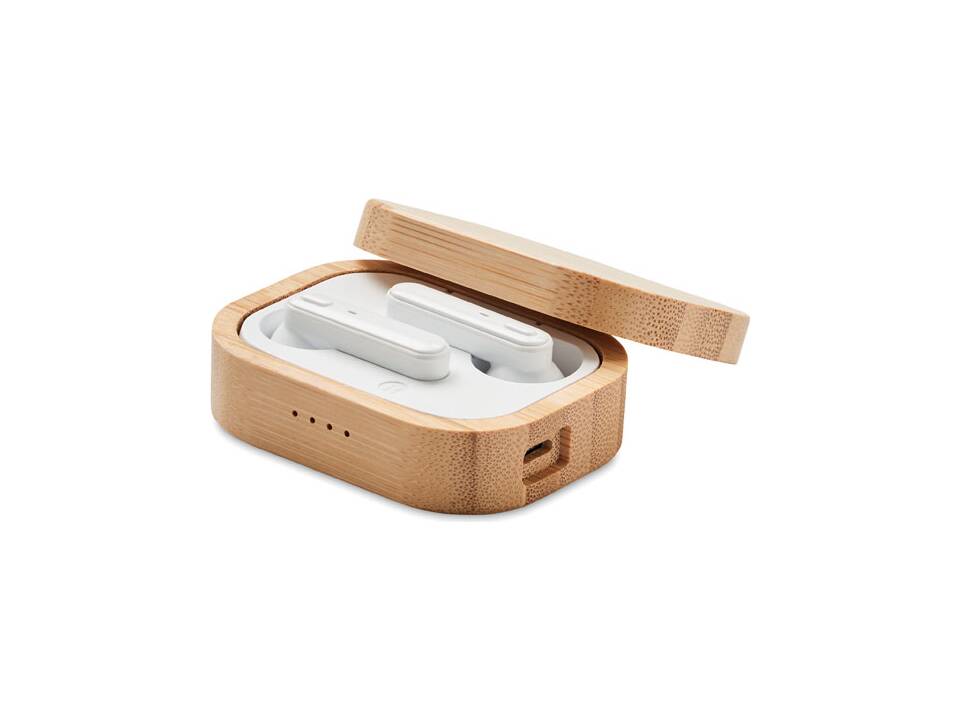 TWS earbuds in bamboo case 3