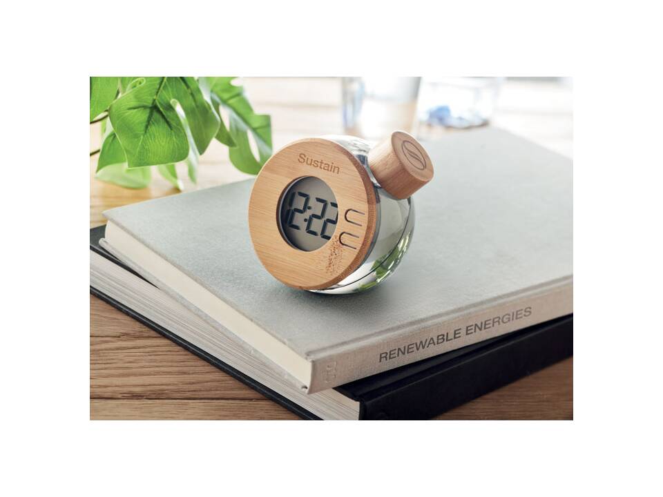 Water powered bamboo LCD clock 4