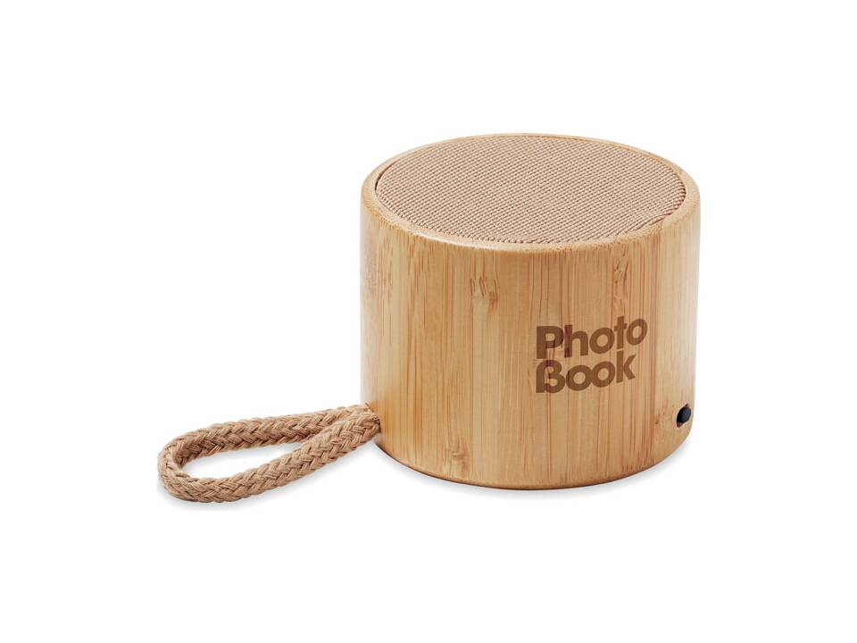 Round bamboo wireless speaker 2