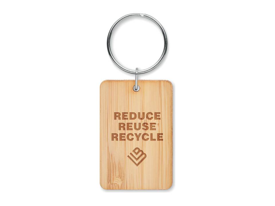 Rectangular bamboo key ring 1