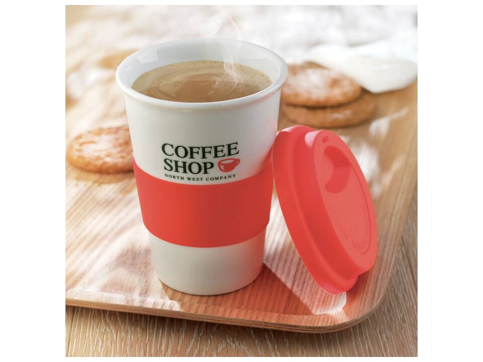 Ceramic mug w/ lid and sleeve 6