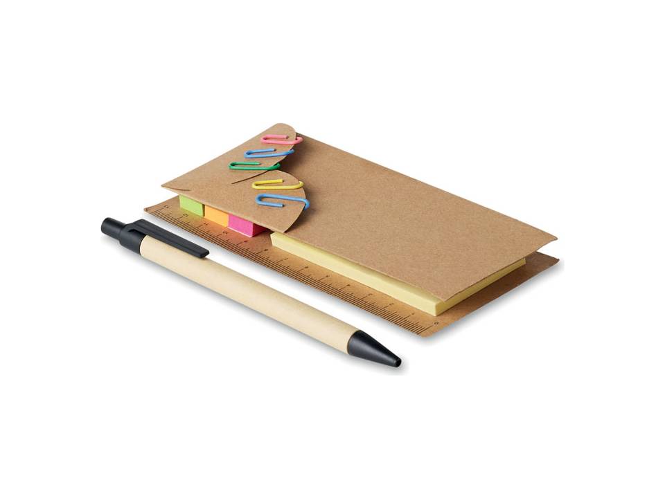 Sticky notes with ruler, clips and pen 3