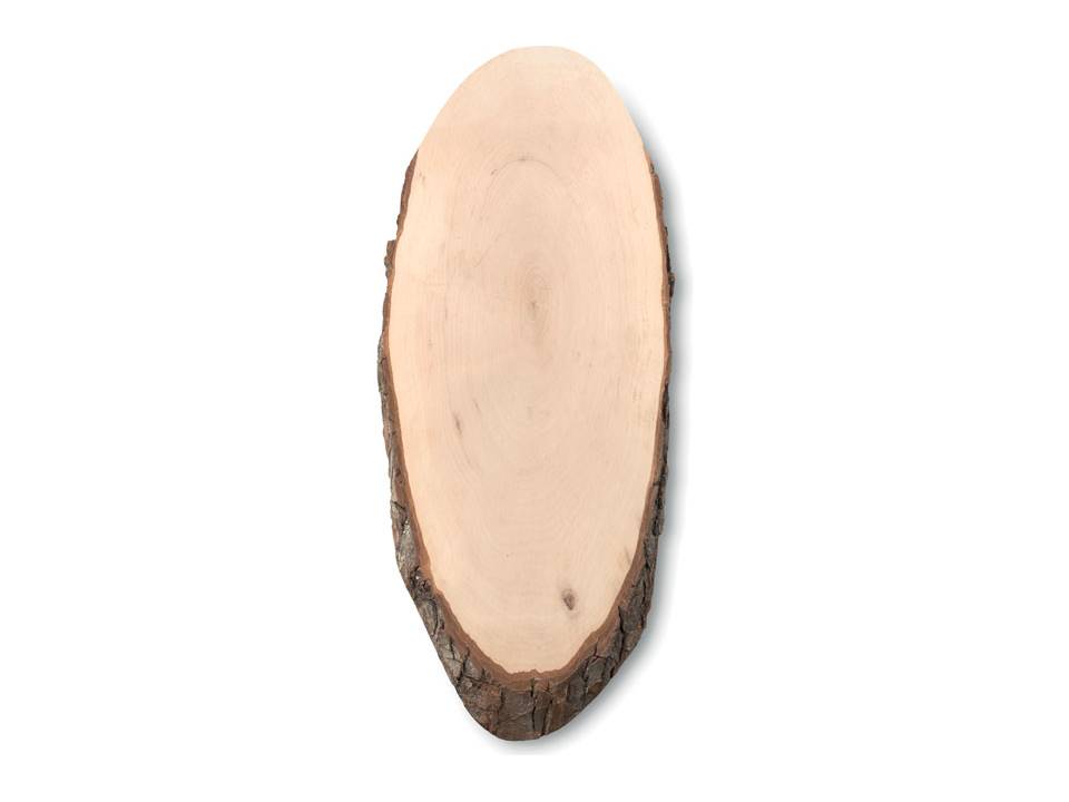 Oval wooden board with bark 2