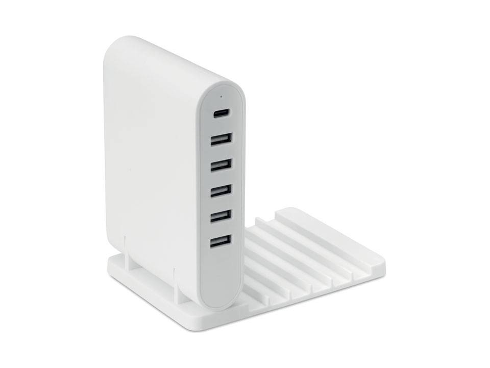 Foldable charging station with 5 port USB hub 1