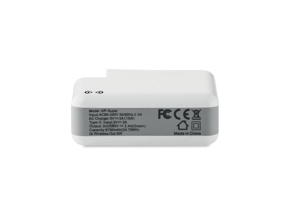 Toppower charging power bank with travel adaptor - 6700 mAh 3