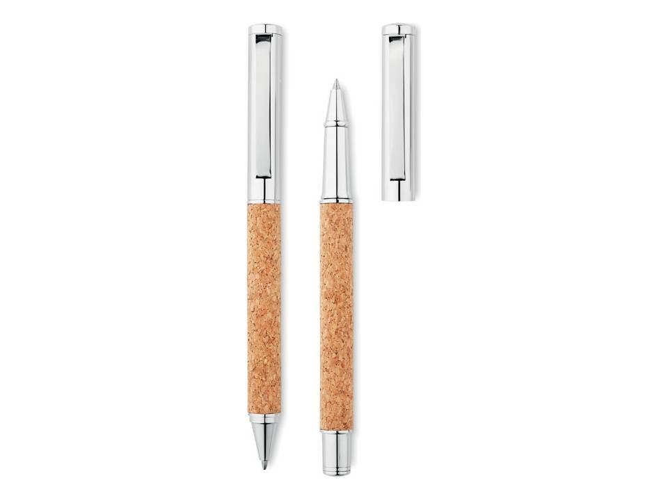 Metal Ball pen set in cork box 1