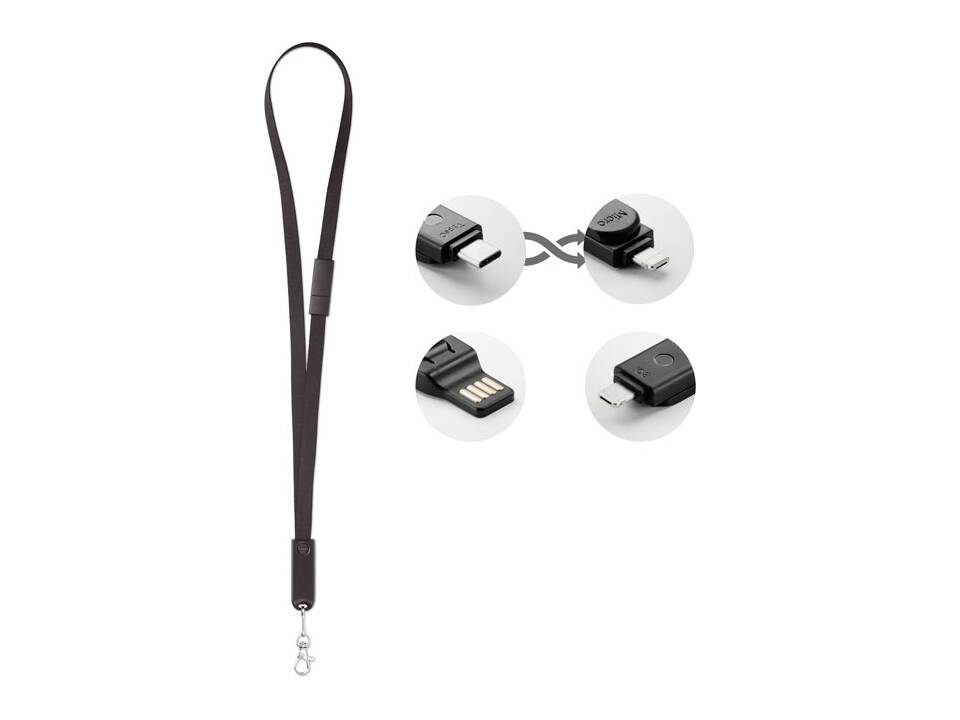 Lanyard with 3 in 1 cable