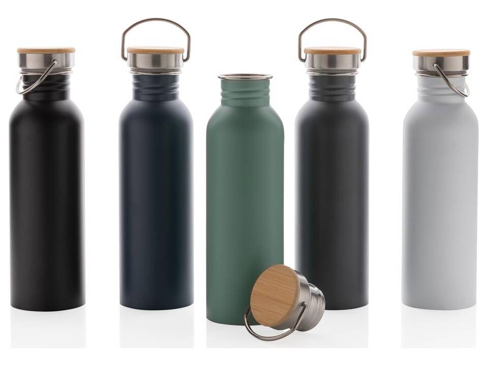 Modern stainless steel bottle with bamboo lid 1
