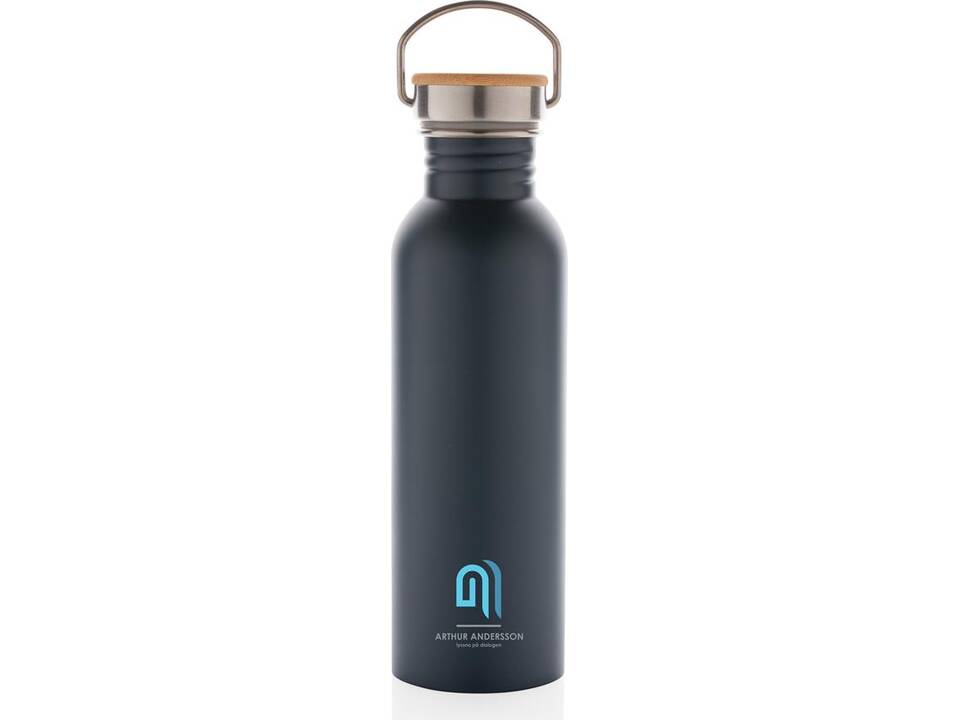 Modern stainless steel bottle with bamboo lid 2