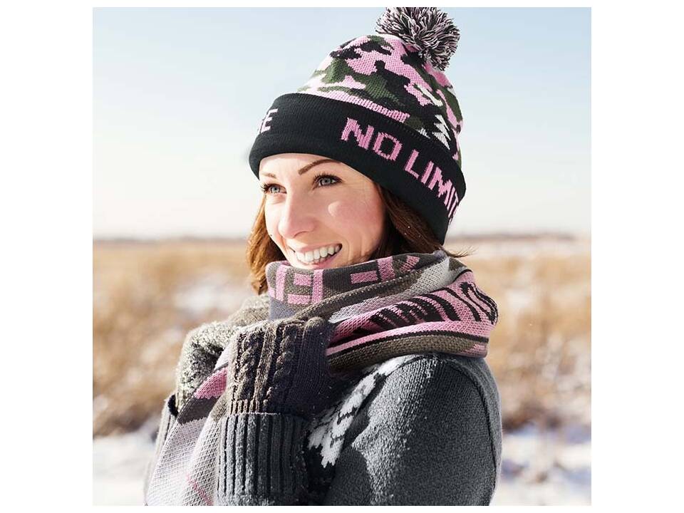 Custom-made RPET Jacquard beanie with pompom – fully custom design 3