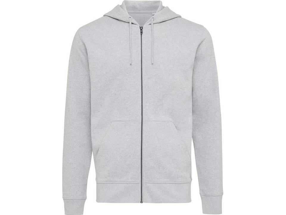 Ongeverfd grijs Iqoniq Abisko gerecycled katoen hoodie met rits