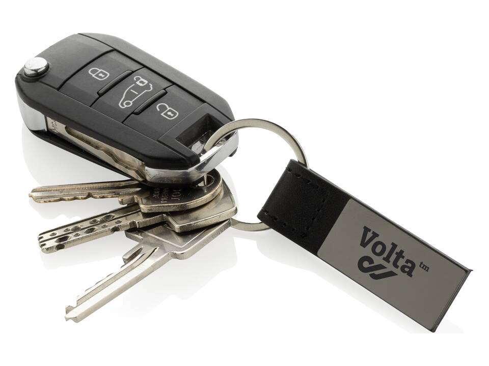 Luxury PU keychain RCS recycled zinc alloy 6