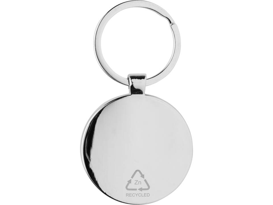 RCS recycled zinc alloy round keychain with bamboo 3