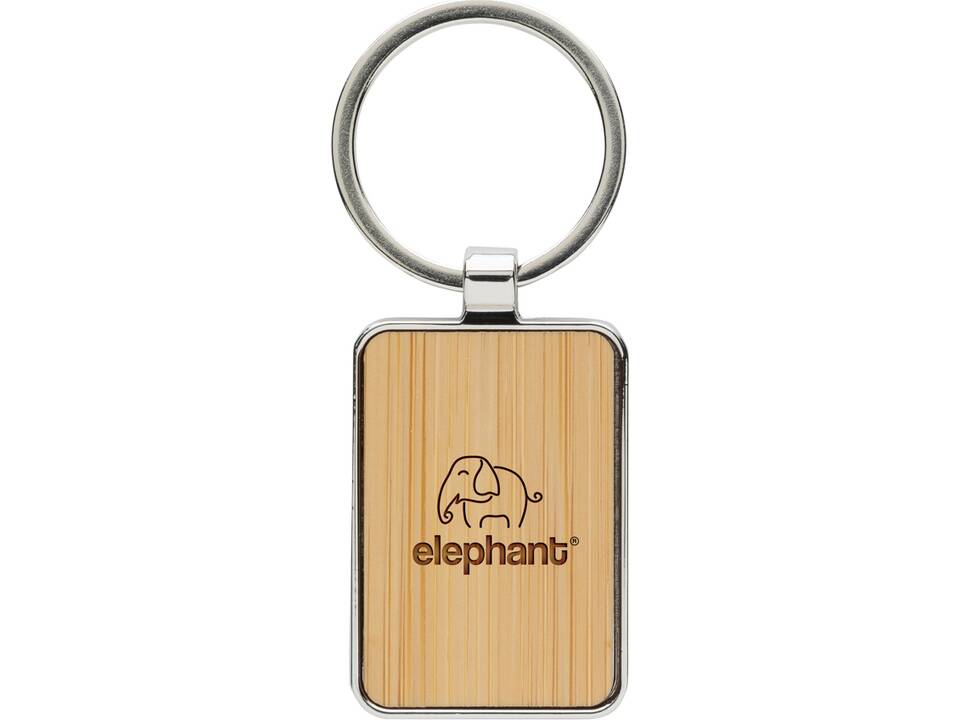 RCS recycled zinc alloy rectangle keychain with bamboo 6