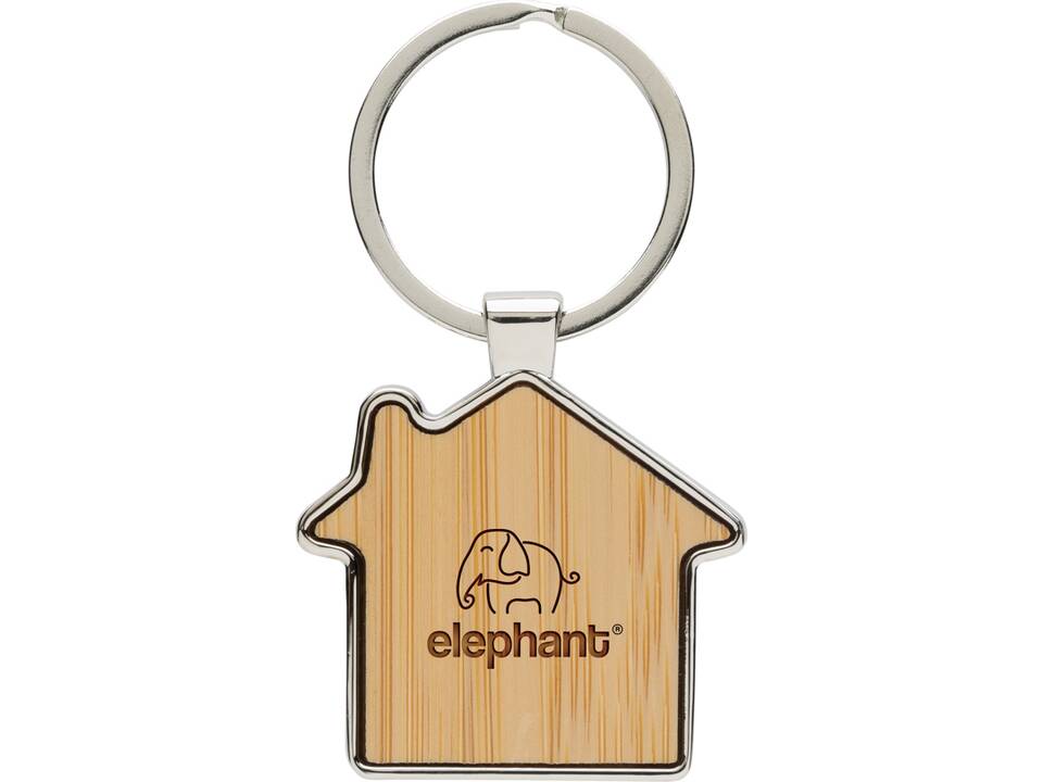 RCS recycled zinc alloy house keychain with bamboo 6