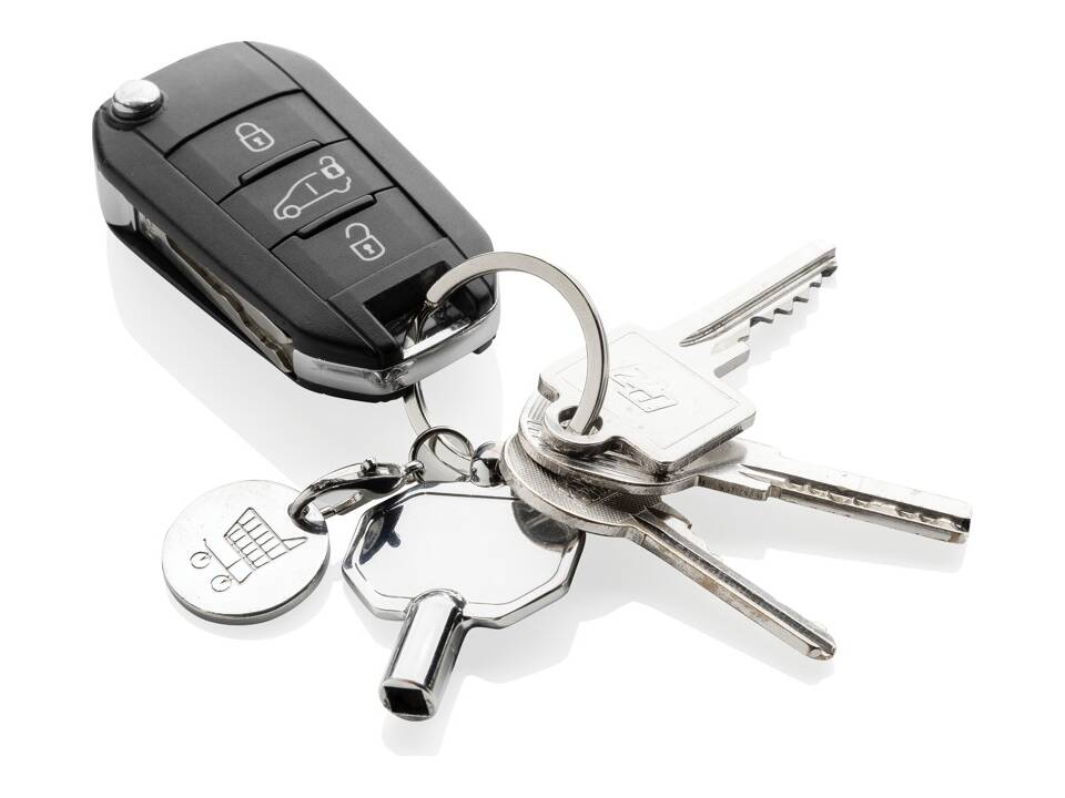 RCS recycled zinc alloy radiator key keychain with coin 4