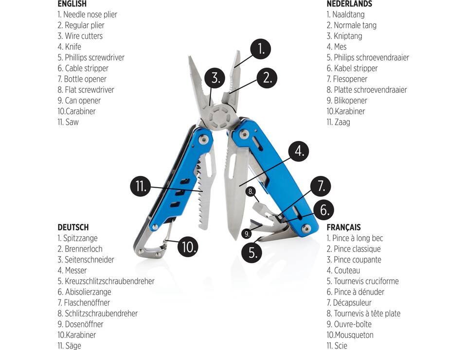 Solid multitool with carabiner 30