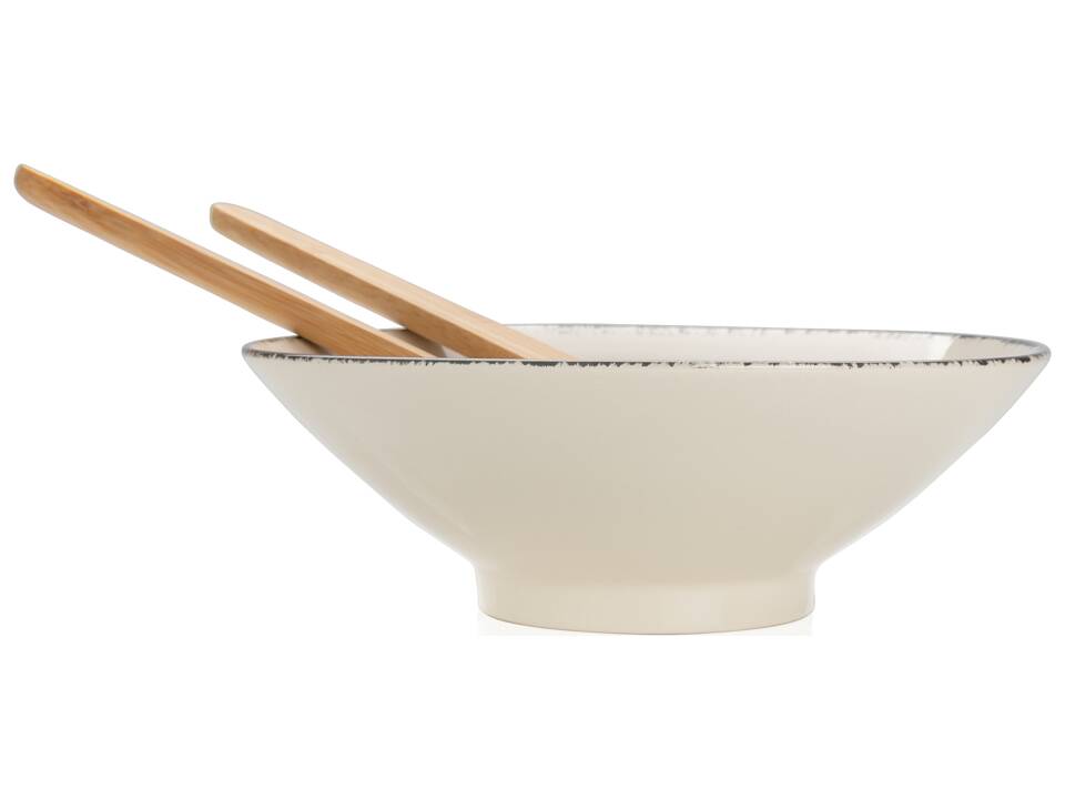 Ukiyo salad bowl with bamboo salad server 2
