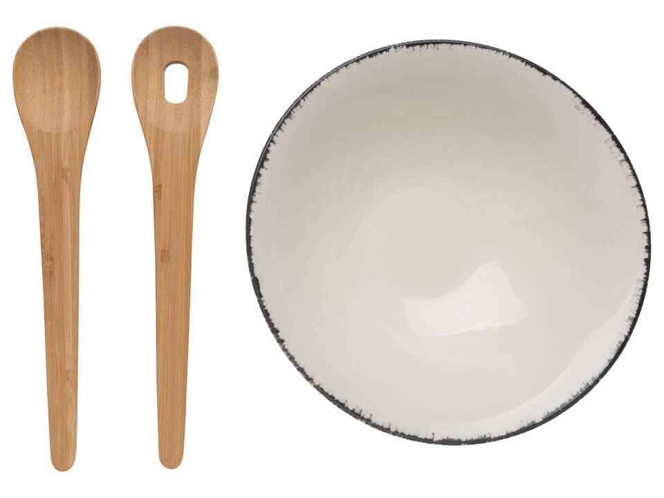 Ukiyo salad bowl with bamboo salad server 3