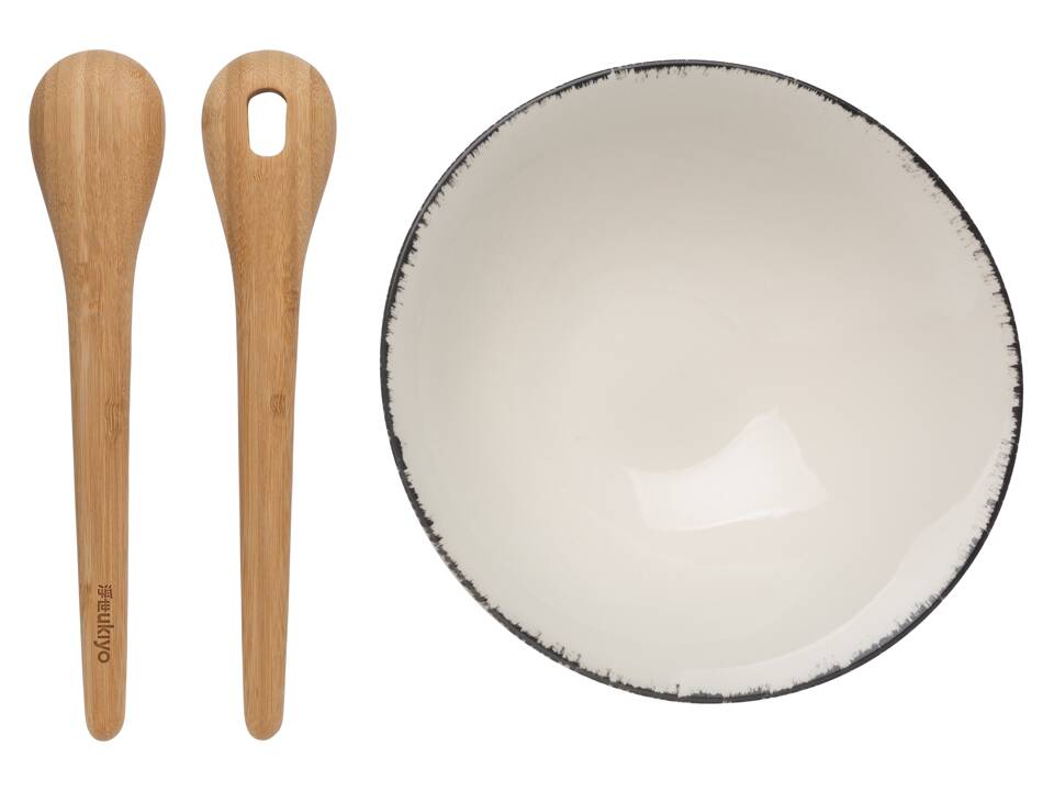 Ukiyo salad bowl with bamboo salad server 4