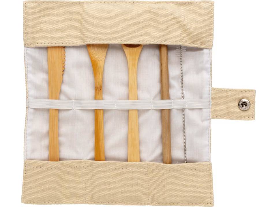 Reusable ECO bamboo travel cutlery set 5