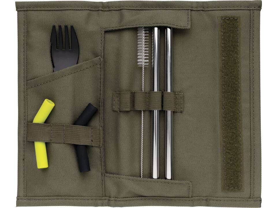 Tierra 2pcs straw and cutlery set in pouch 25