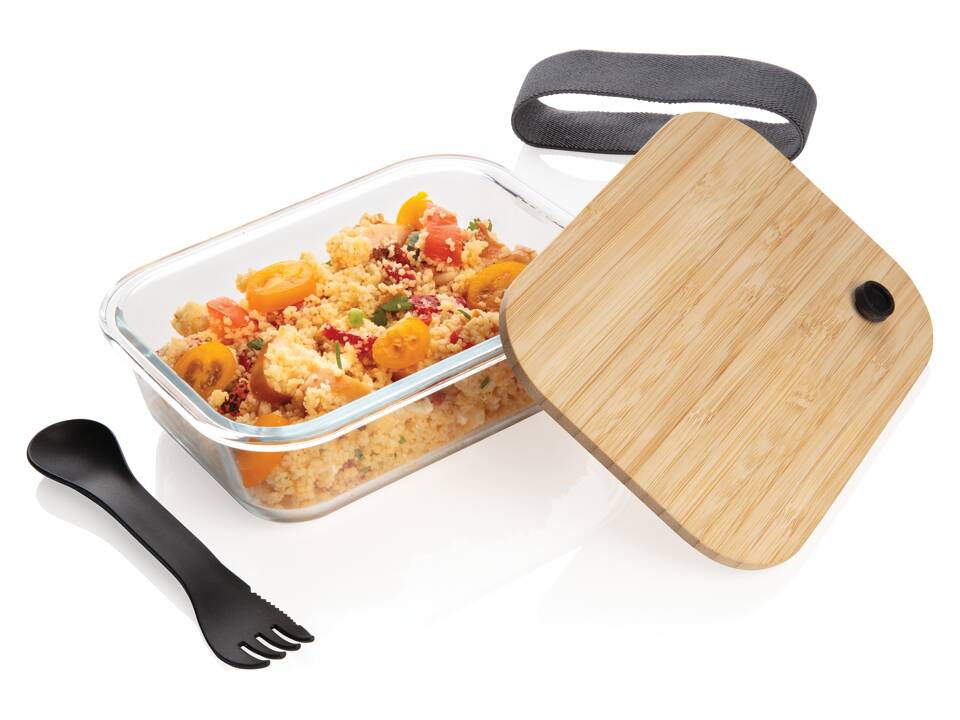 Glass bento box with bamboo lid 13