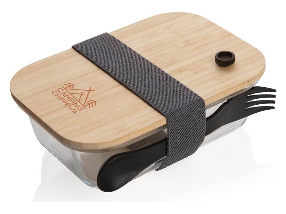 Glass bento box with bamboo lid 2