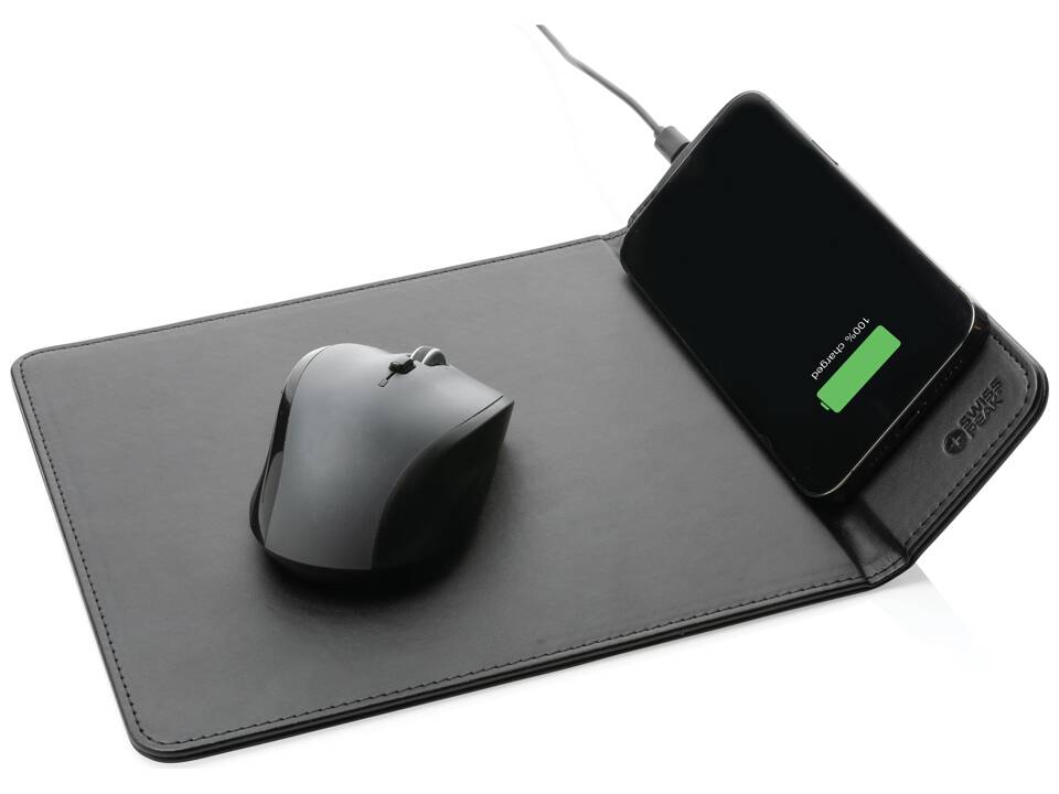 Swiss Peak RCS recycled PU 10W wireless charging mousepad 3