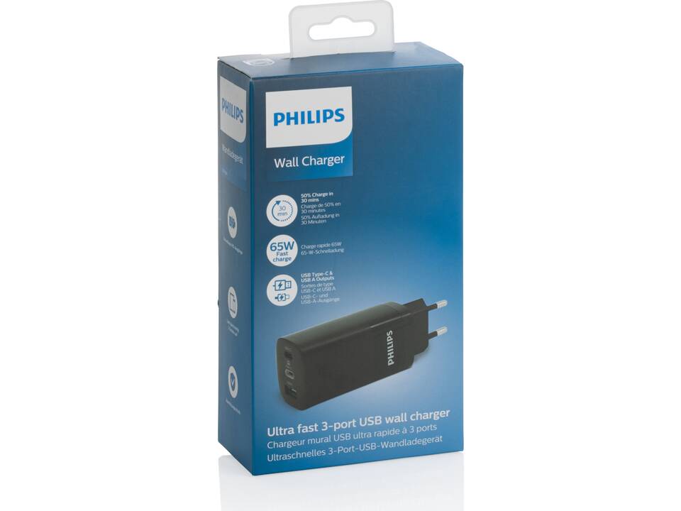 Philips 65W ultra fast PD 3-port USB wall charger 7