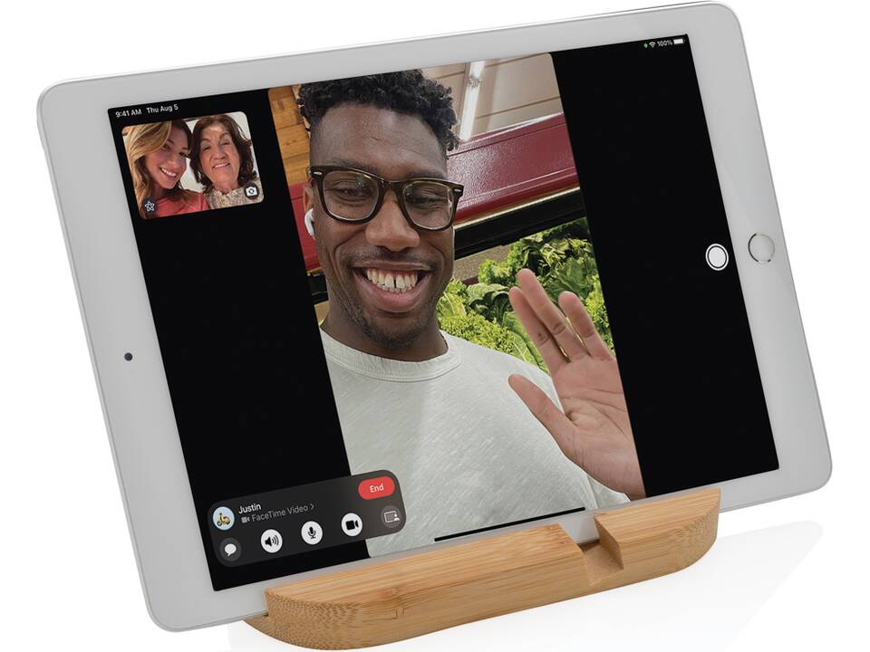Bamboo tablet and phone holder 3