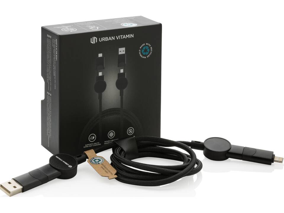 Oakland RCS recycled plastic 6-in-1 fast charging 45W cable 6