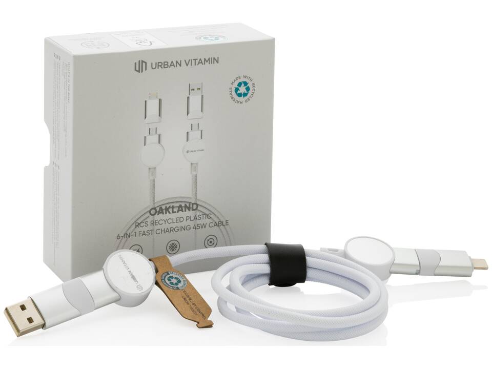 Oakland RCS recycled plastic 6-in-1 fast charging 45W cable 14
