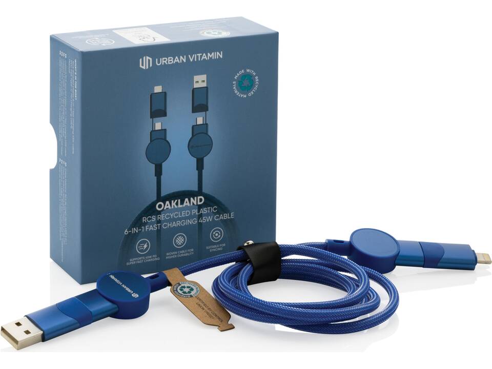 Oakland RCS recycled plastic 6-in-1 fast charging 45W cable 22