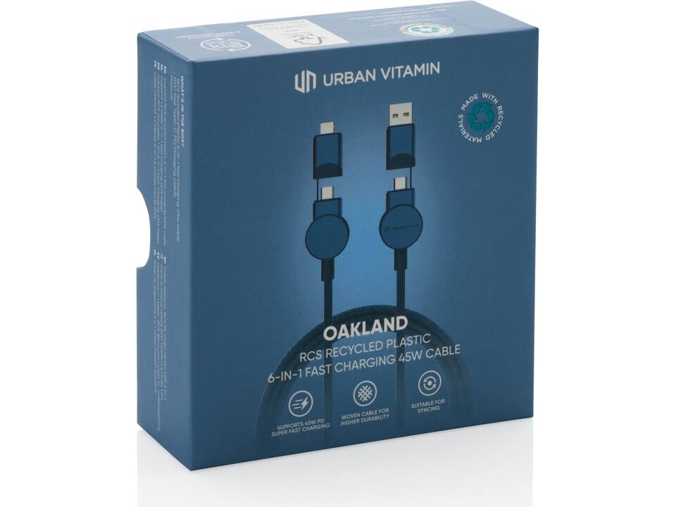 Oakland RCS recycled plastic 6-in-1 fast charging 45W cable 23