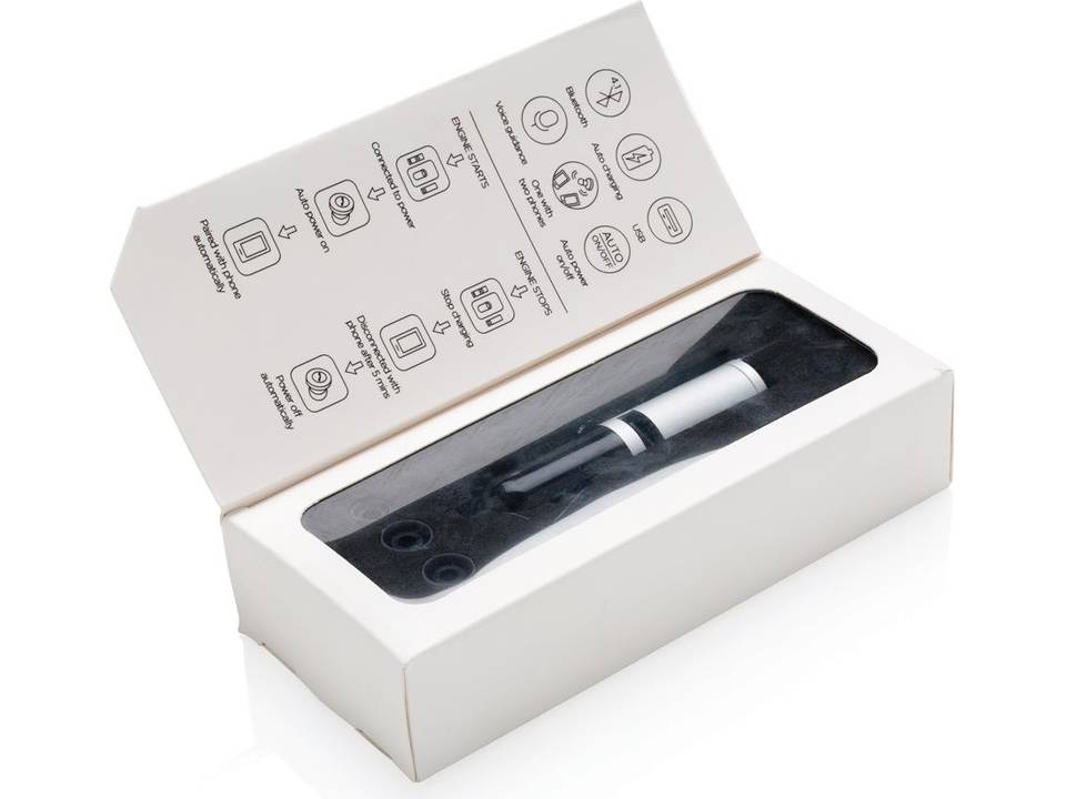 Car charger with integrated wireless earbud 4