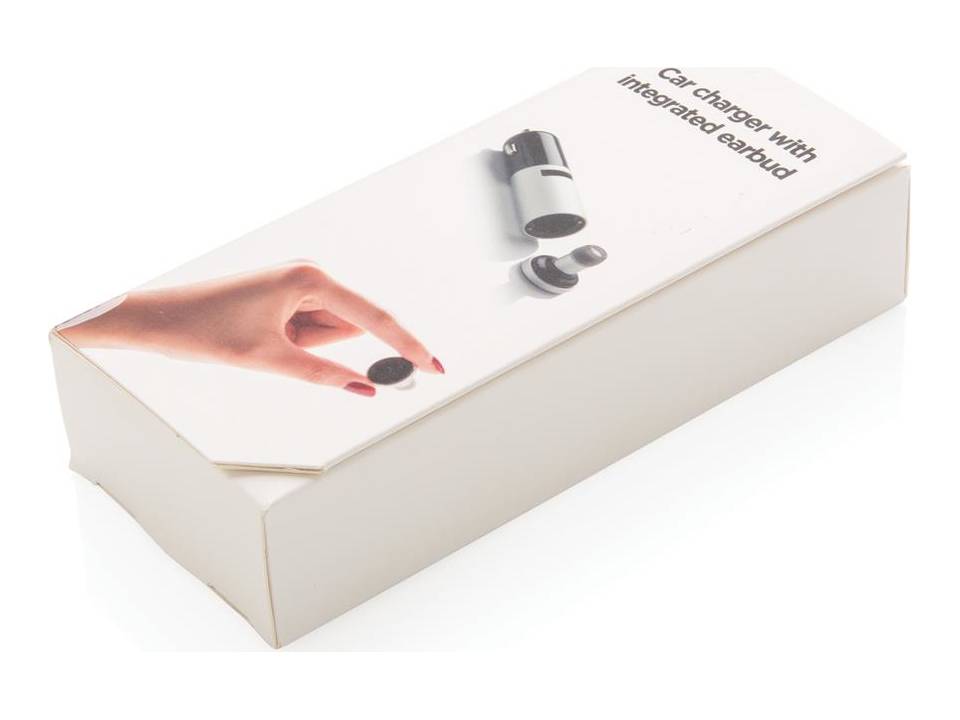 Car charger with integrated wireless earbud 5