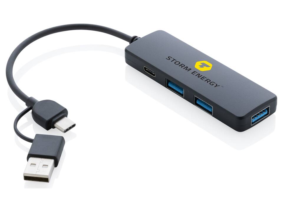 RCS recycled plastic USB hub with dual input 5