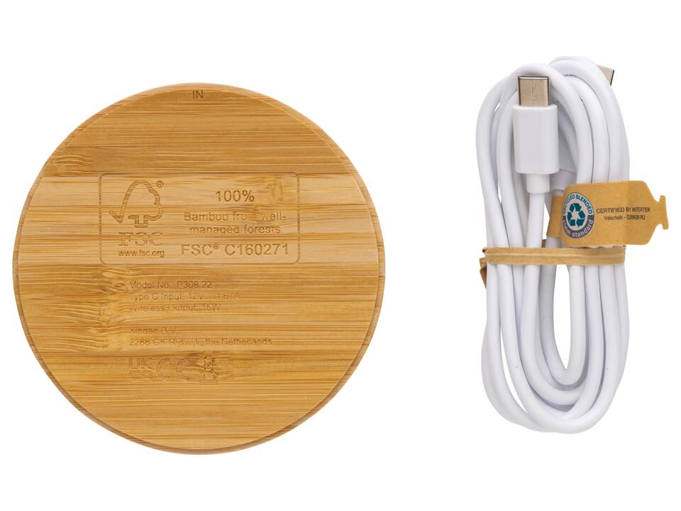 FSC® bamboo 15W wireless charger 2