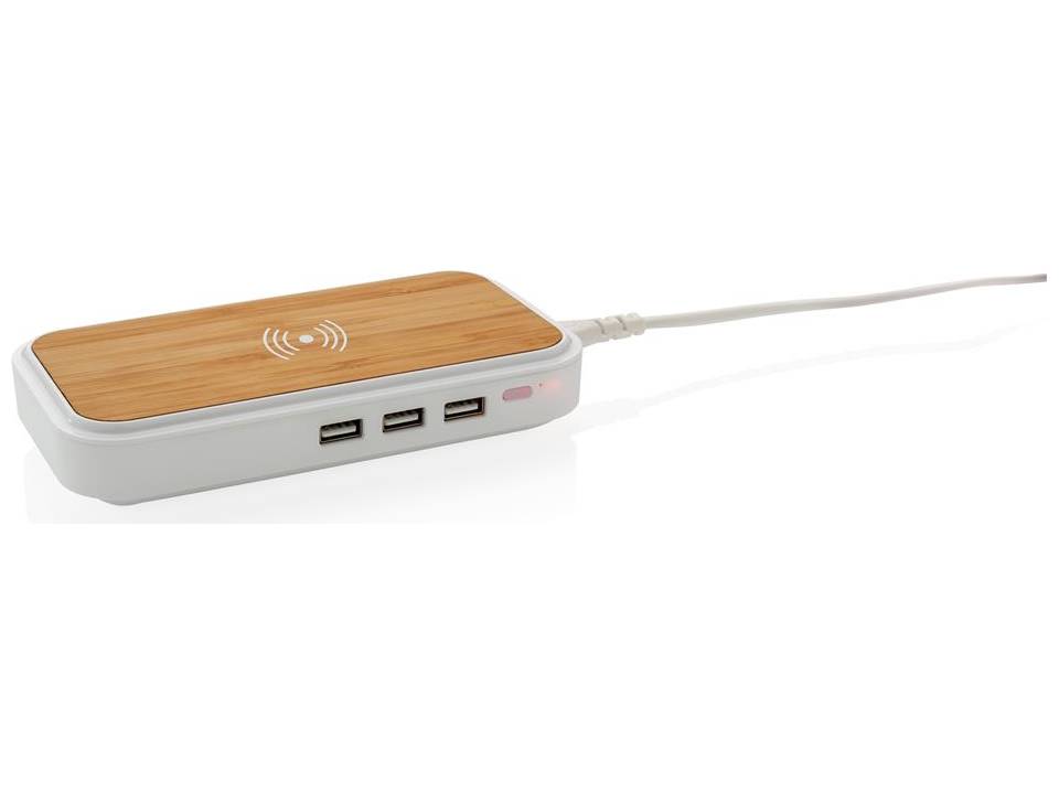 Bamboo 5W wireless charger with 3 USB ports 4